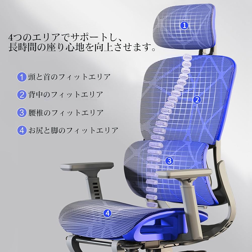 Amazon.co.jp: DEULUKO オフィスチェア メッシュチェア 人間工学 椅子